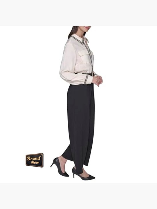 Long Sleeve Scuba Crepe Jumpsuit, Size 2, Polyester, Pocket, Zipper Closure - Picture 3 of 6